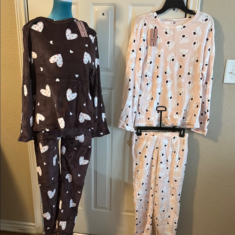 Pink and Brown Pajama Set Intimates Sleepwear